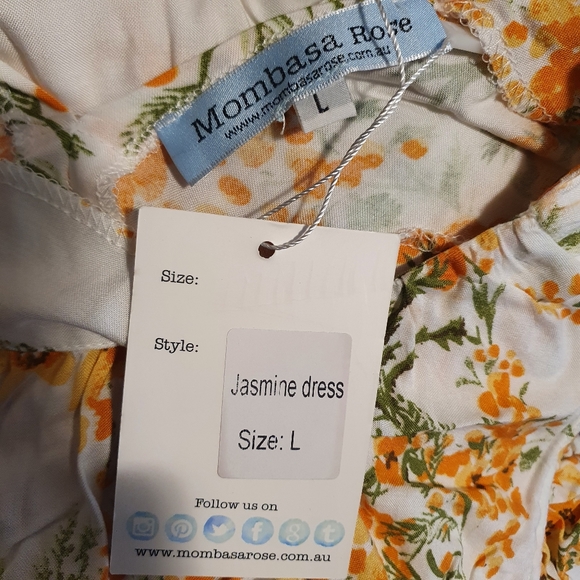 NWT Mombasa rose Floral maxi dress orange Sze L Bohomeian ruffled tiered summer - Picture 9 of 10